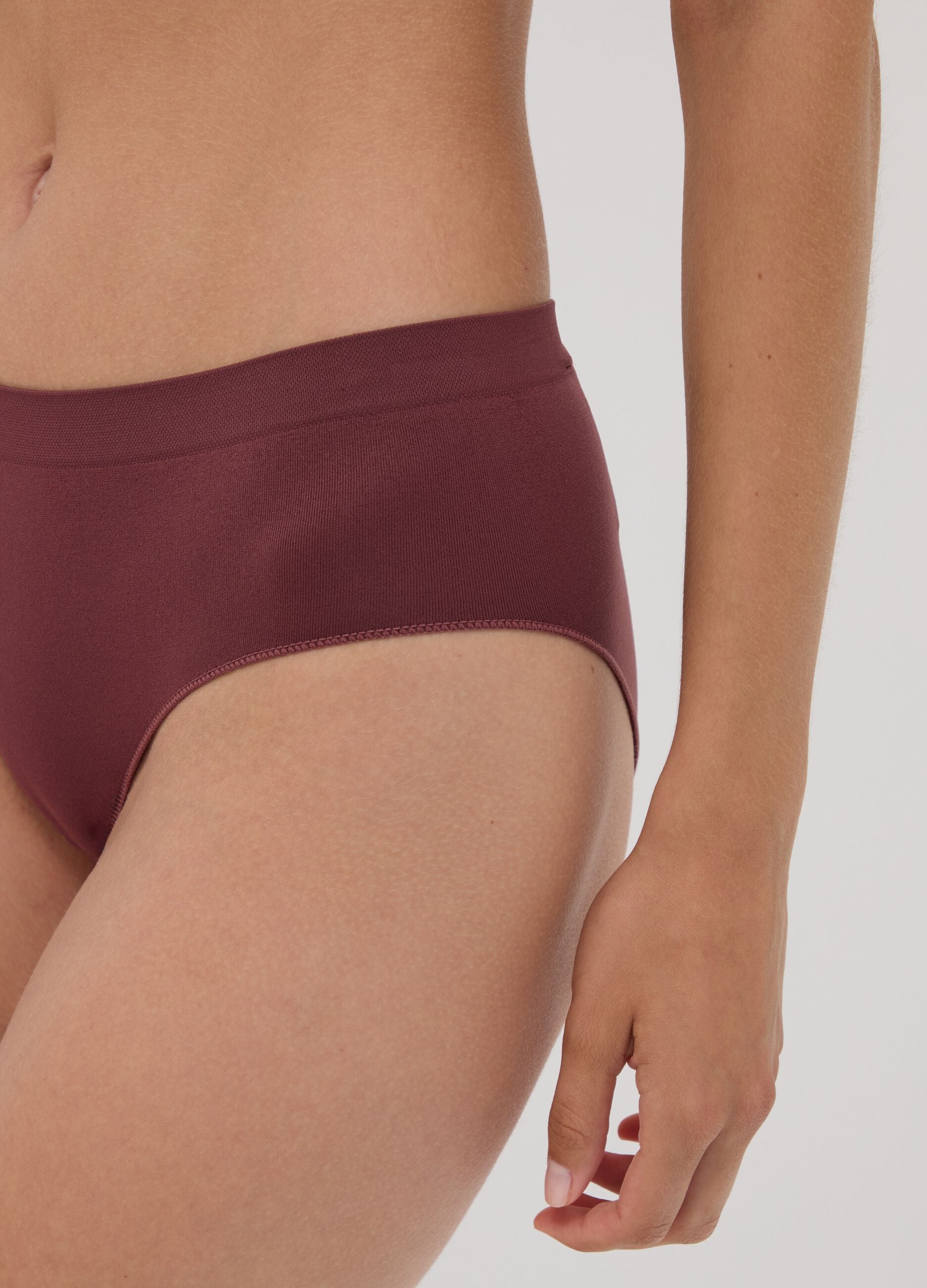 Brown stretch microfibre briefs