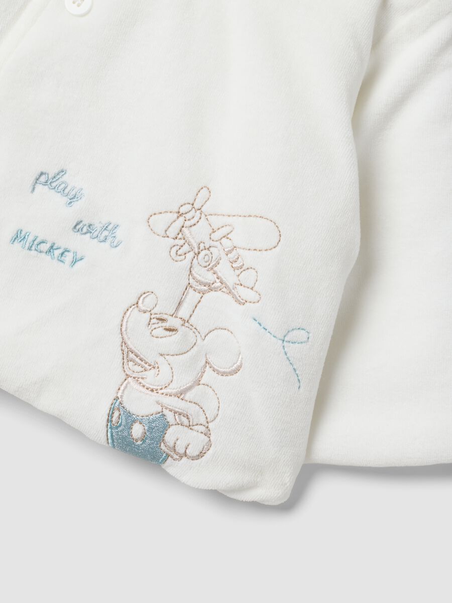 White padded jacket in organic cotton blend with Mickey embroidery for baby_2