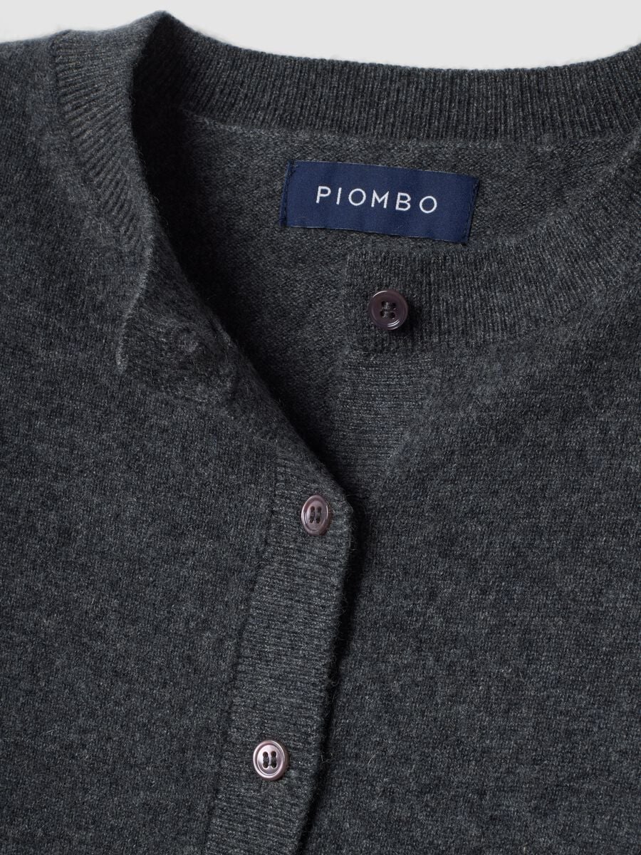 Grey pure cashmere crew-neck cardigan_5
