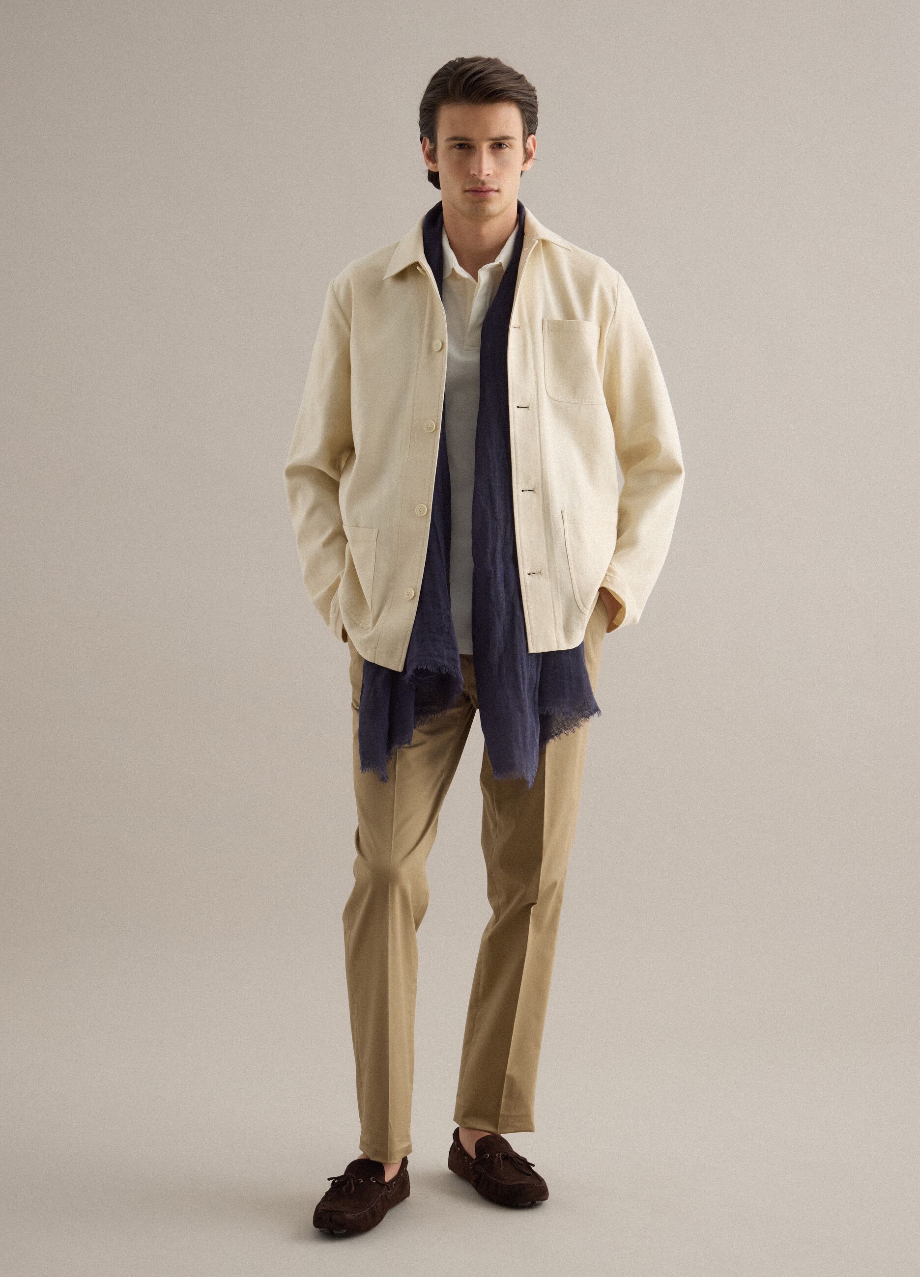 Pure Blue Linen Scarf