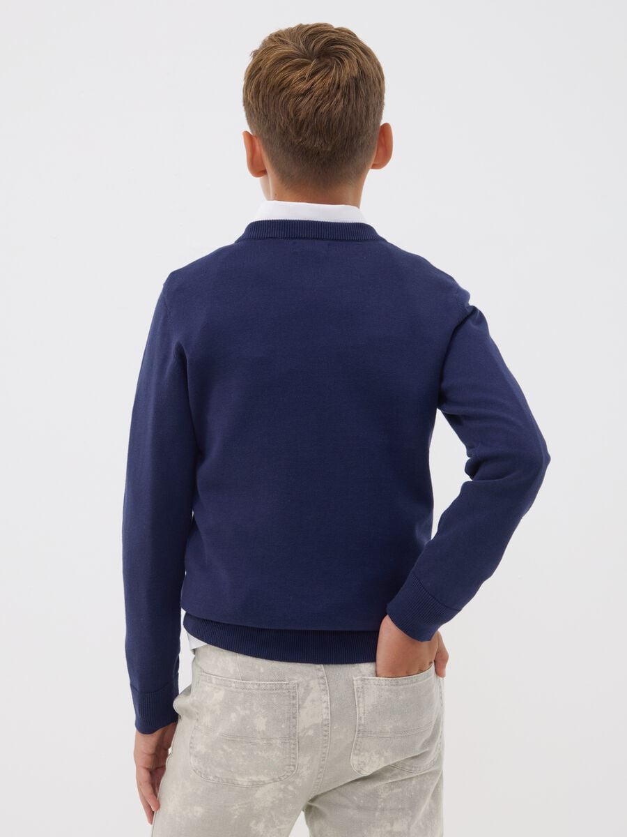 Maglia blu in puro cotone a maniche lunghe regular fit per ragazzo_2
