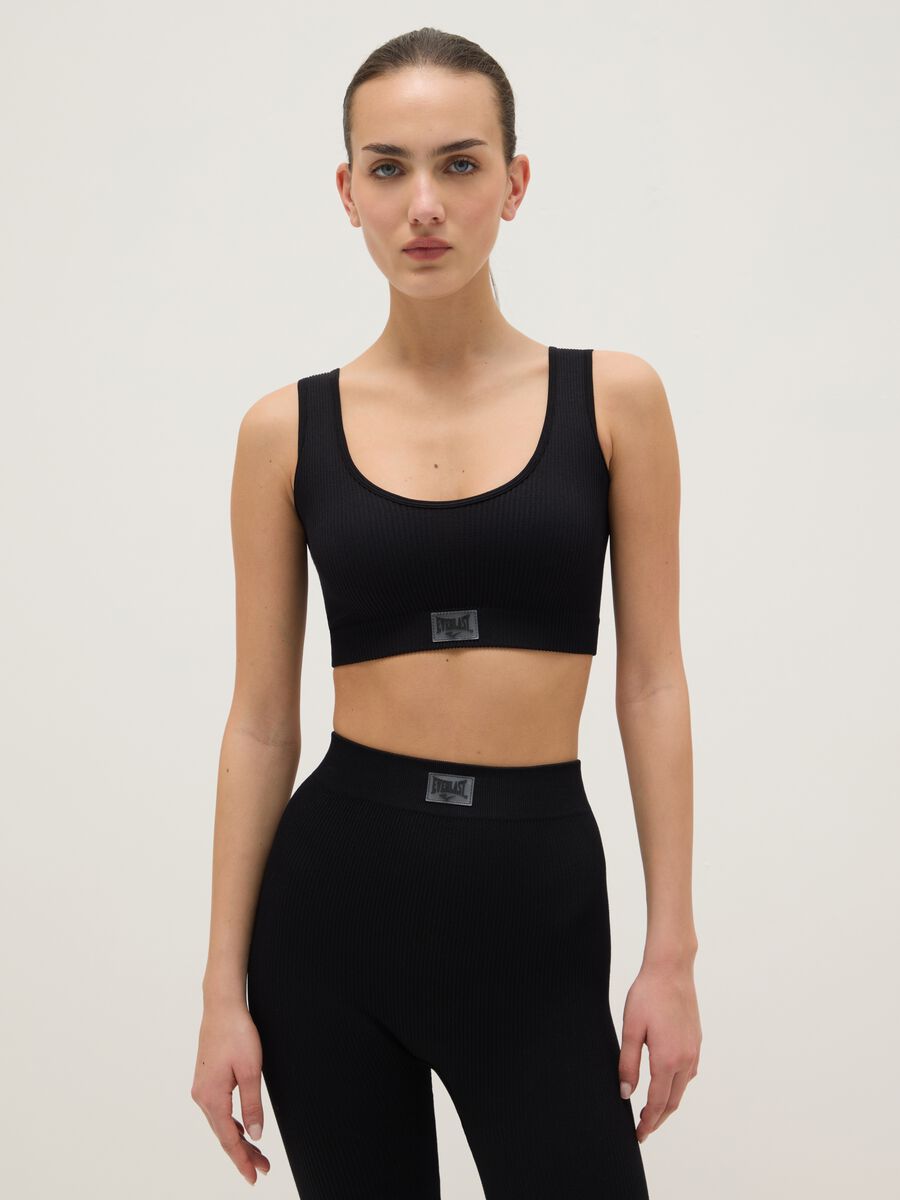 Black regular fit sports tank top_0
