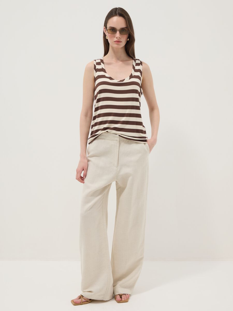 Brown striped stretch viscose tank top_2