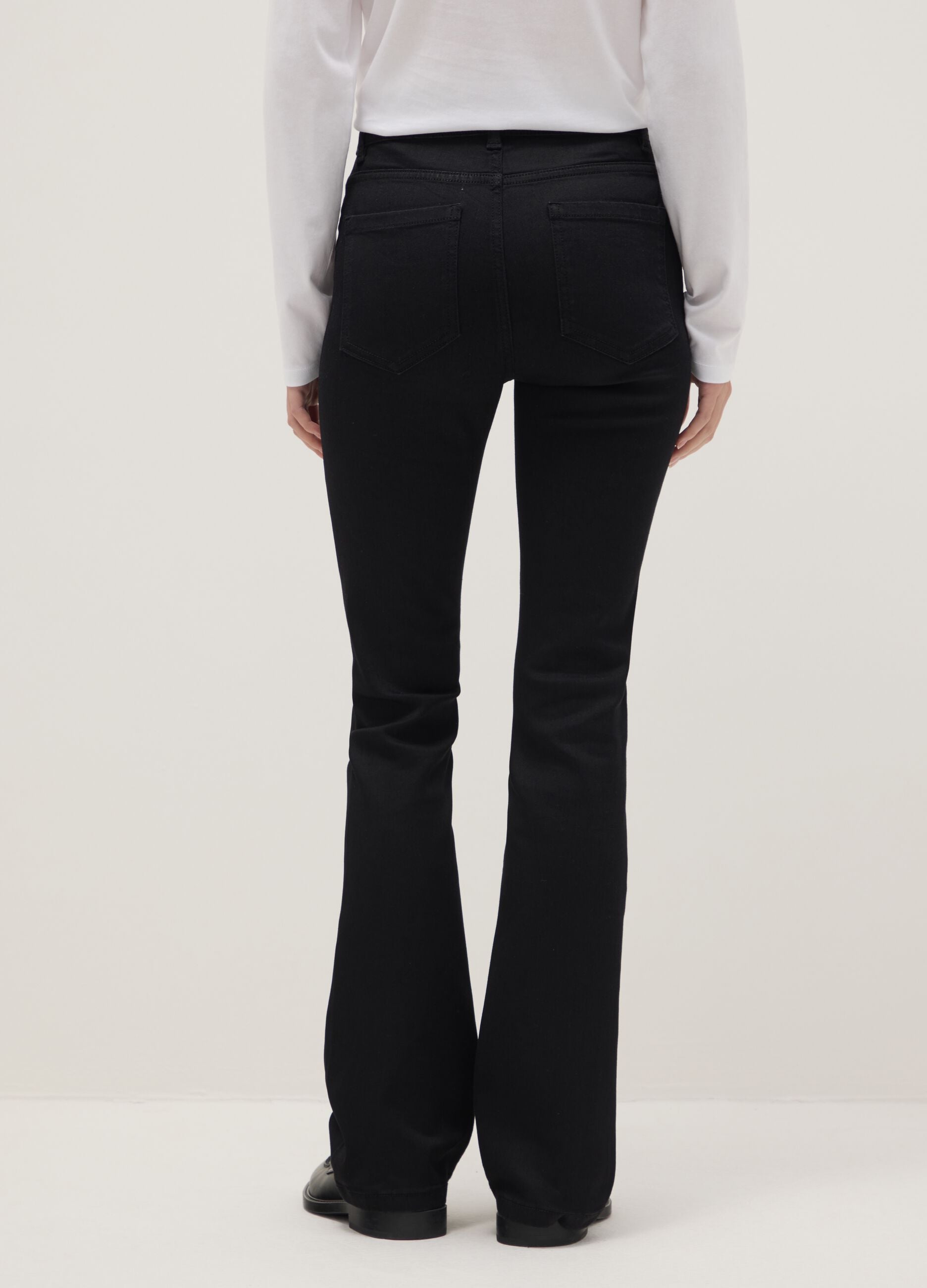Black Cotton Blend Flare Fit Jeans