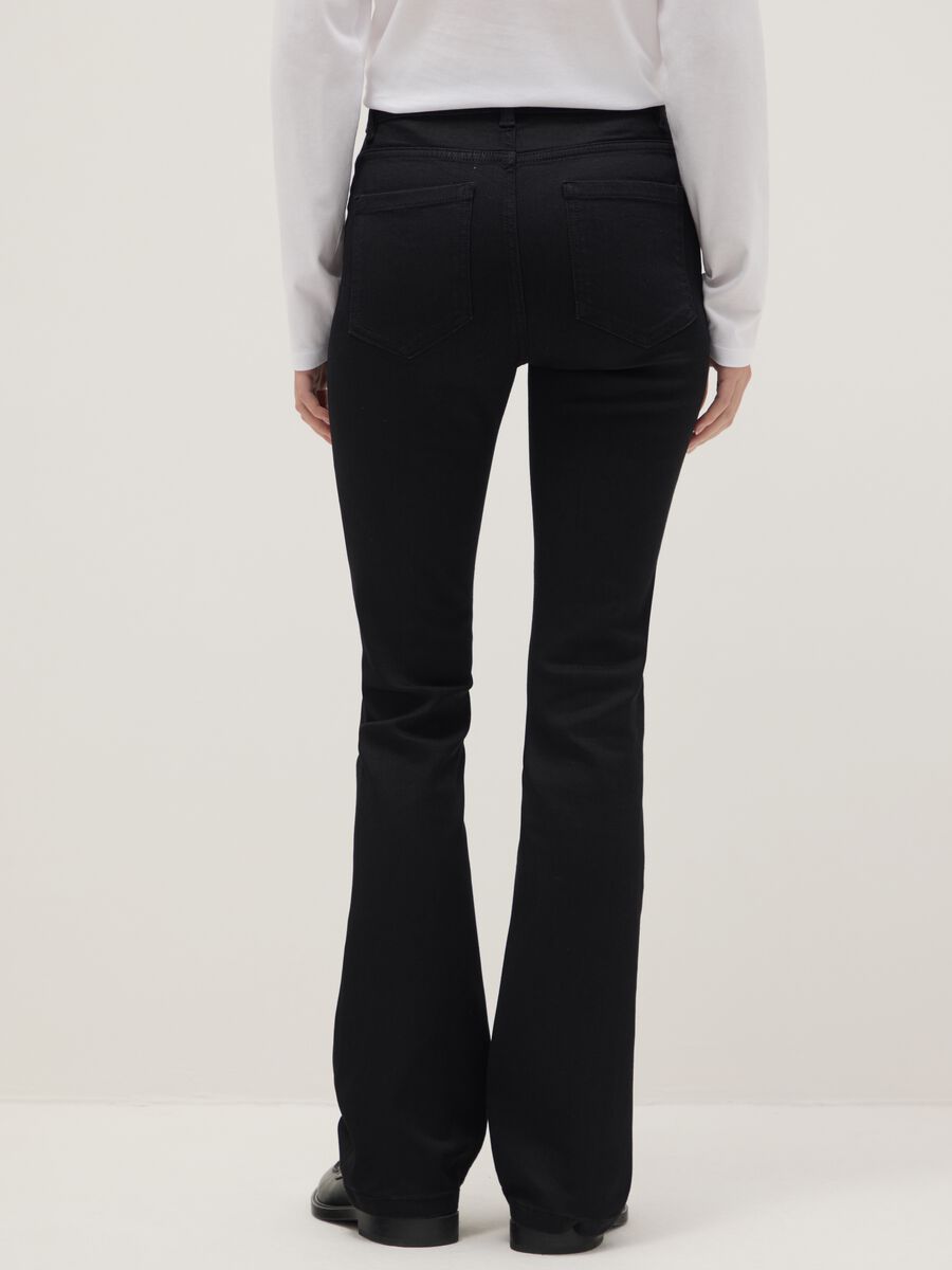 Black Cotton Blend Flare Fit Jeans_2