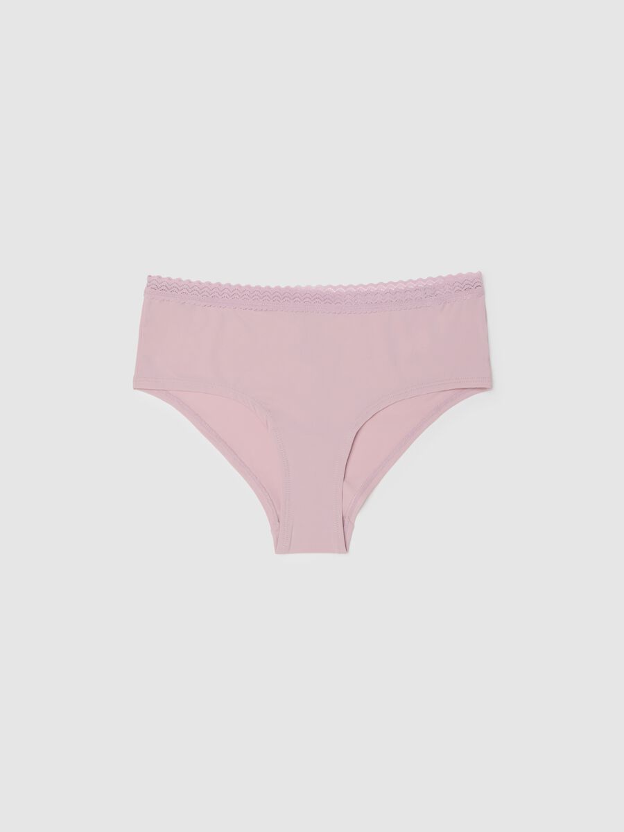Regular fit pink cotton knickers with lace_4