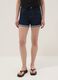 Dark blue stretch cotton denim shorts, regular fit_1