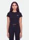 Black pure cotton crop T-shirt with crew neck and print_0