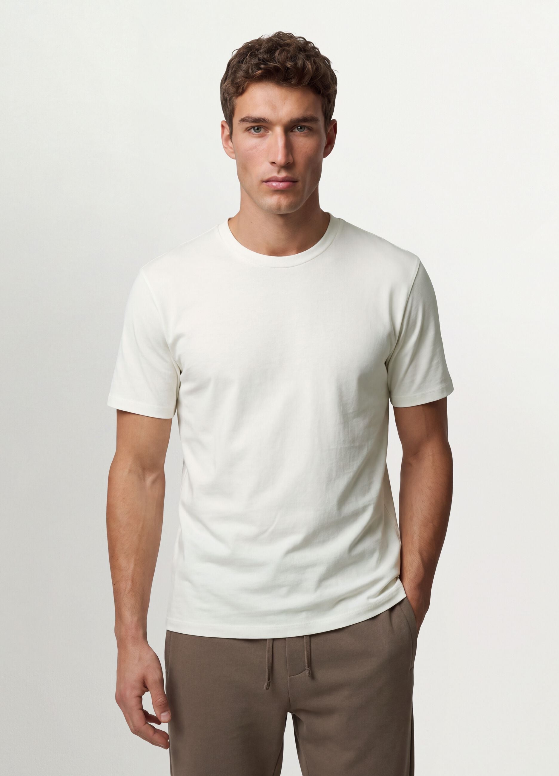 White organic cotton slim-fit short-sleeve T-shirt