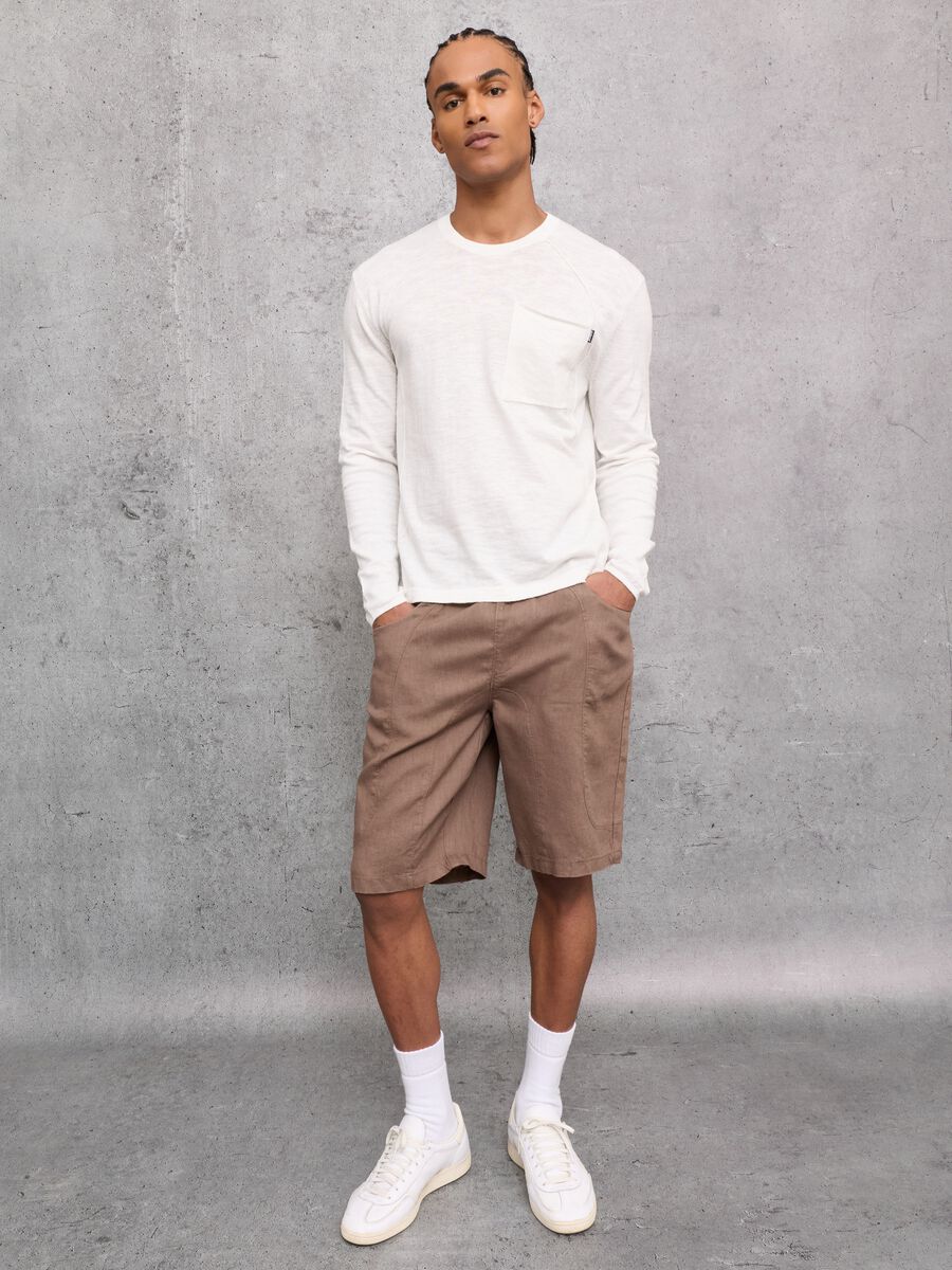 100% Linen Shorts in Mocha_4