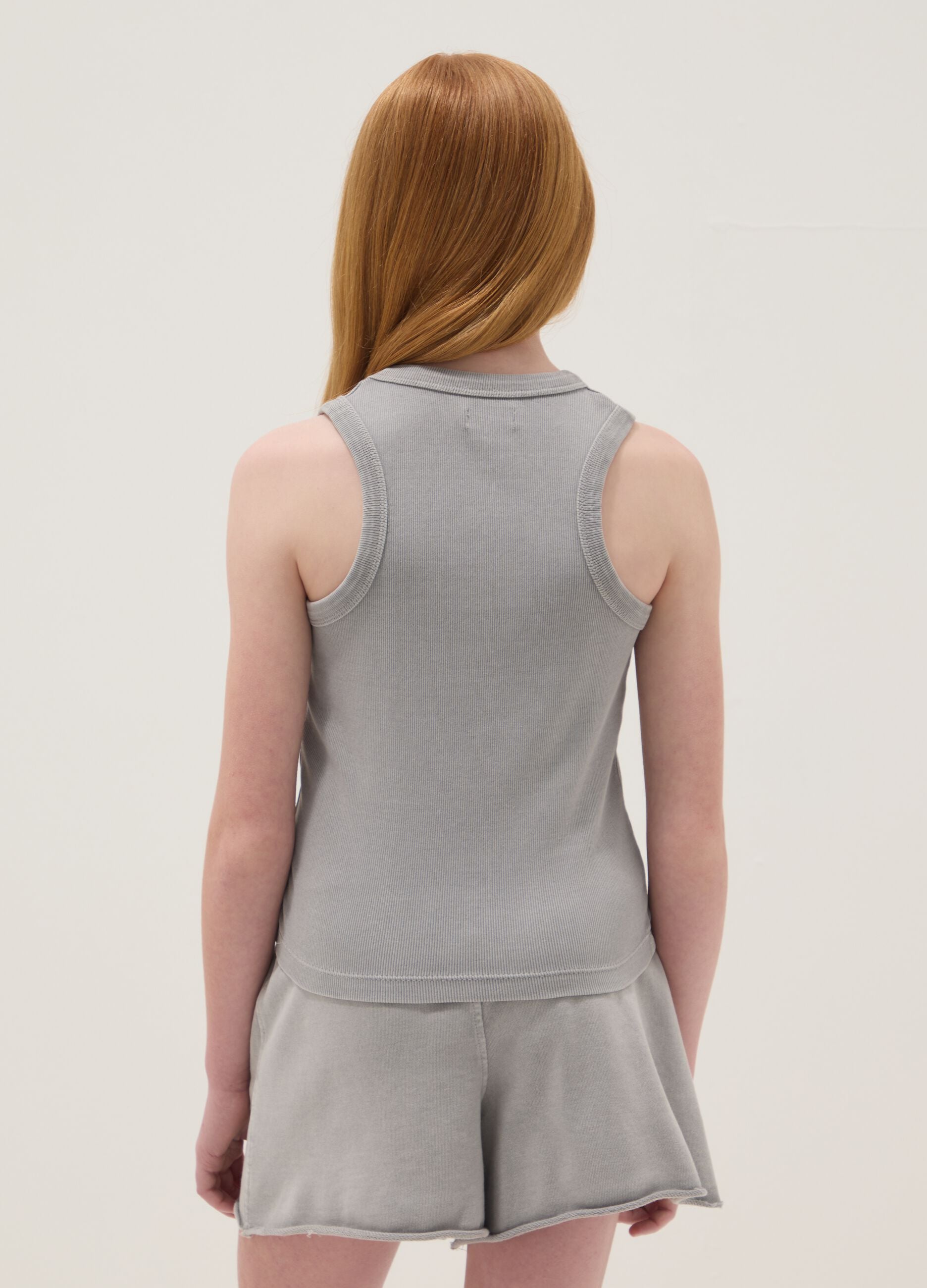 Grey stretch cotton tank top