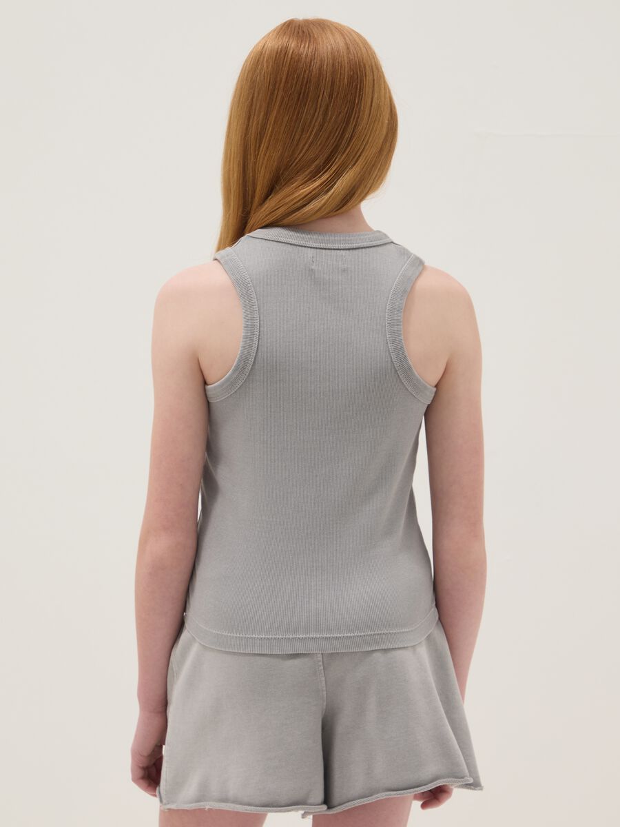 Tank top grigio in cotone elasticizzato fitted_1
