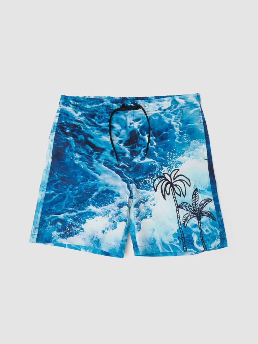 Boxer mare blu con stampa onde e palme_0