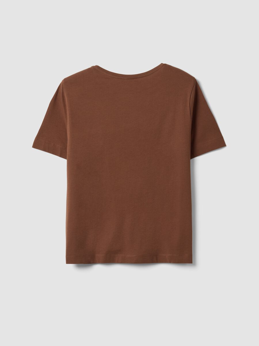 T-shirt marrone in puro cotone con stampa floreale regular fit_6