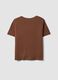 Brown pure cotton T-shirt with floral print, regular fit_6
