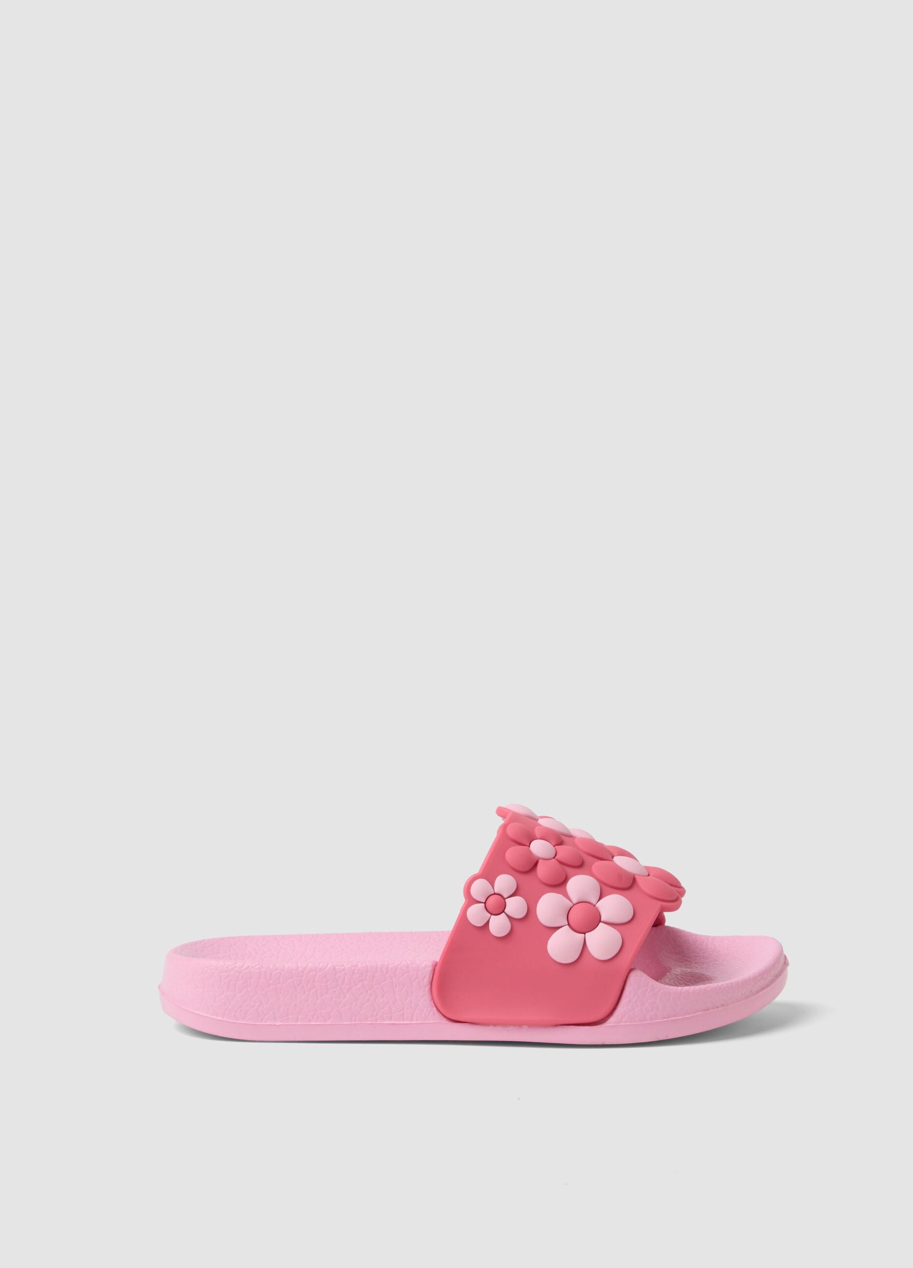 Pink sliders with floral appliqu&eacute;s