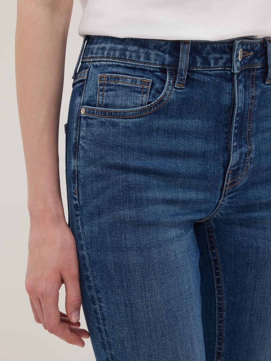 Blue stretch cotton flare jeans_3