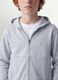 Grey hooded zip-up sweatshirt in pure organic cotton for boys, relaxed fit_2
