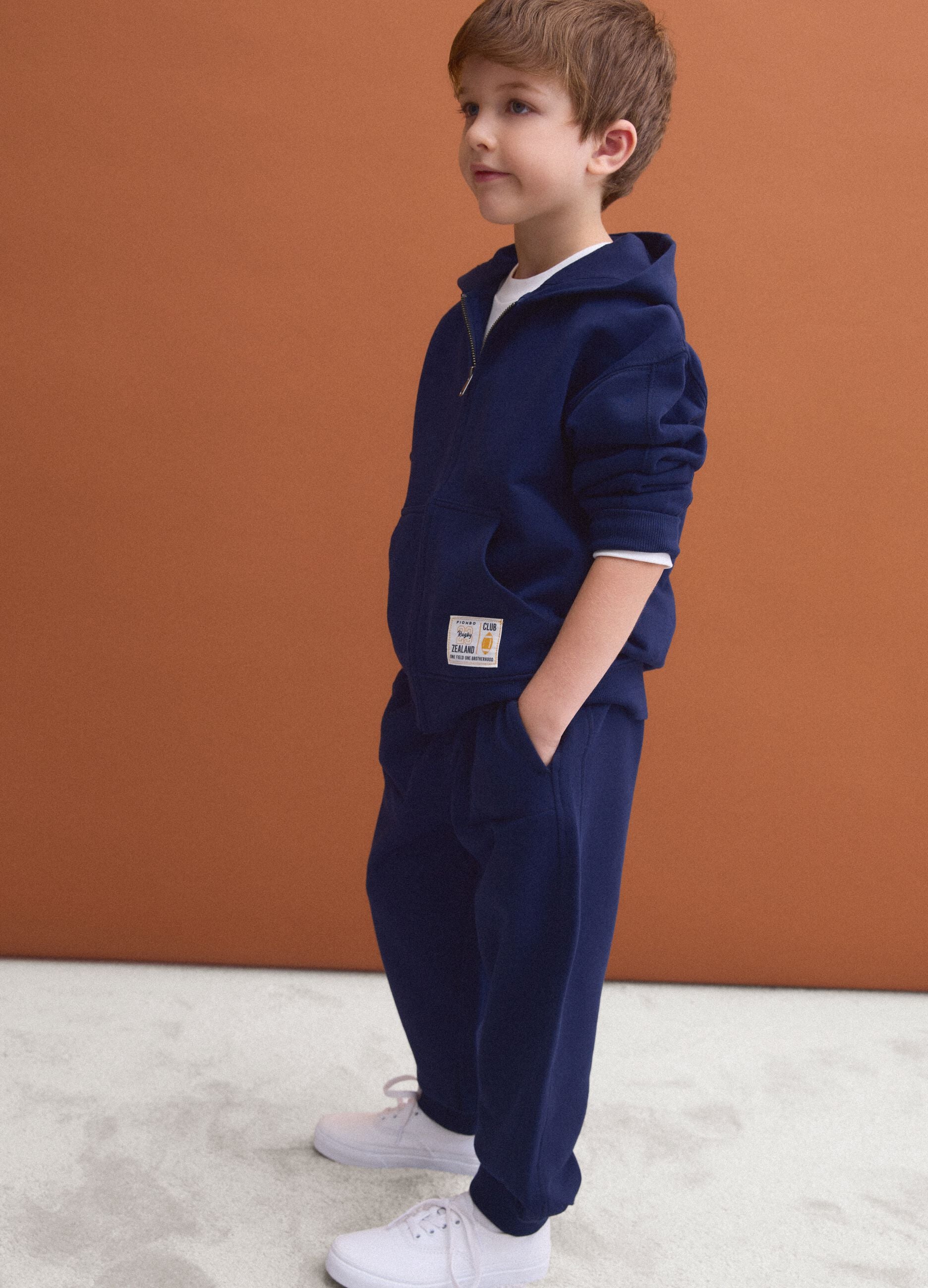 Blue pure cotton joggers with elasticated waist for boys