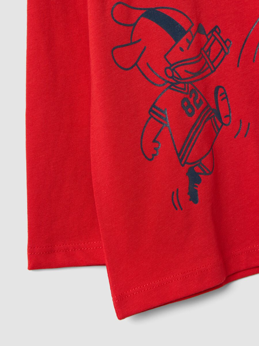 Red pure organic cotton T-shirt with college print for baby boy_3