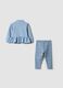 Blue stretch cotton set with crew neck_1