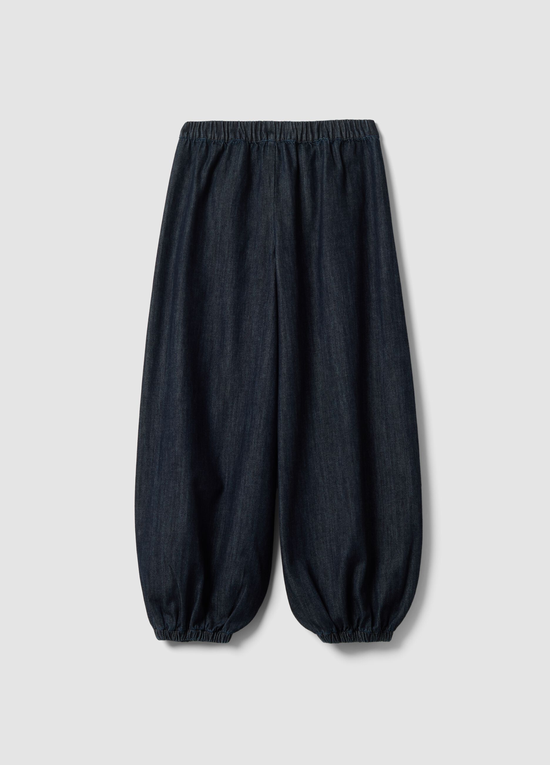 Blue pure cotton balloon-fit denim jeans