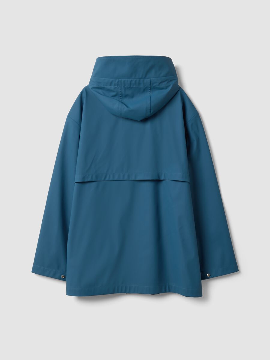 Blue hooded rain jacket with zip, regular fit_1