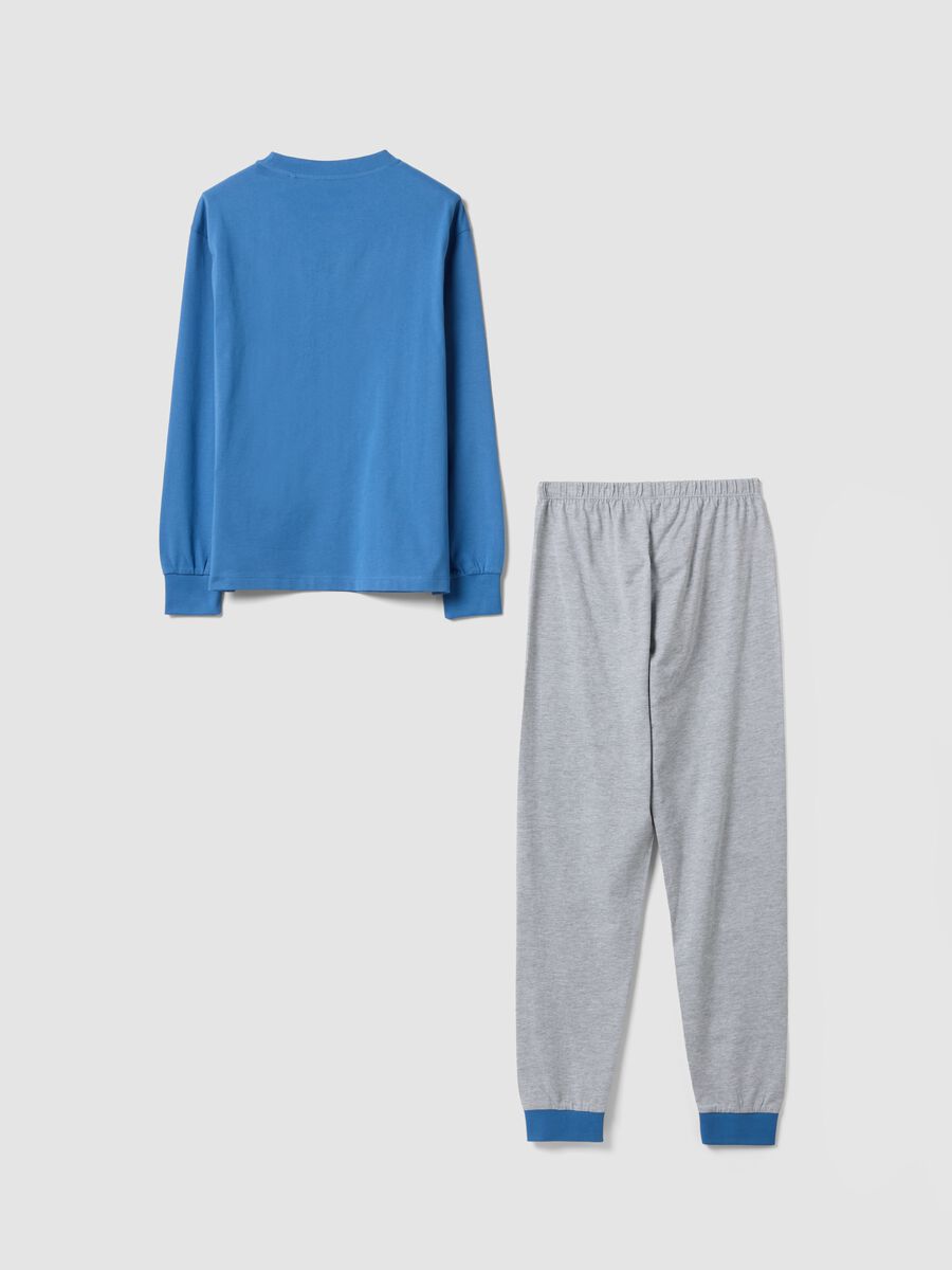 Blue pure organic cotton crew-neck pyjamas_1