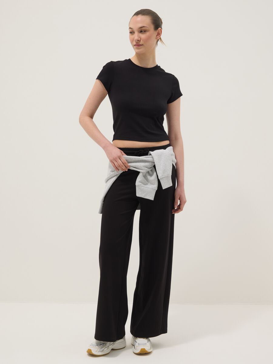 Black Pure Cotton Baggy Jogger Trousers_0