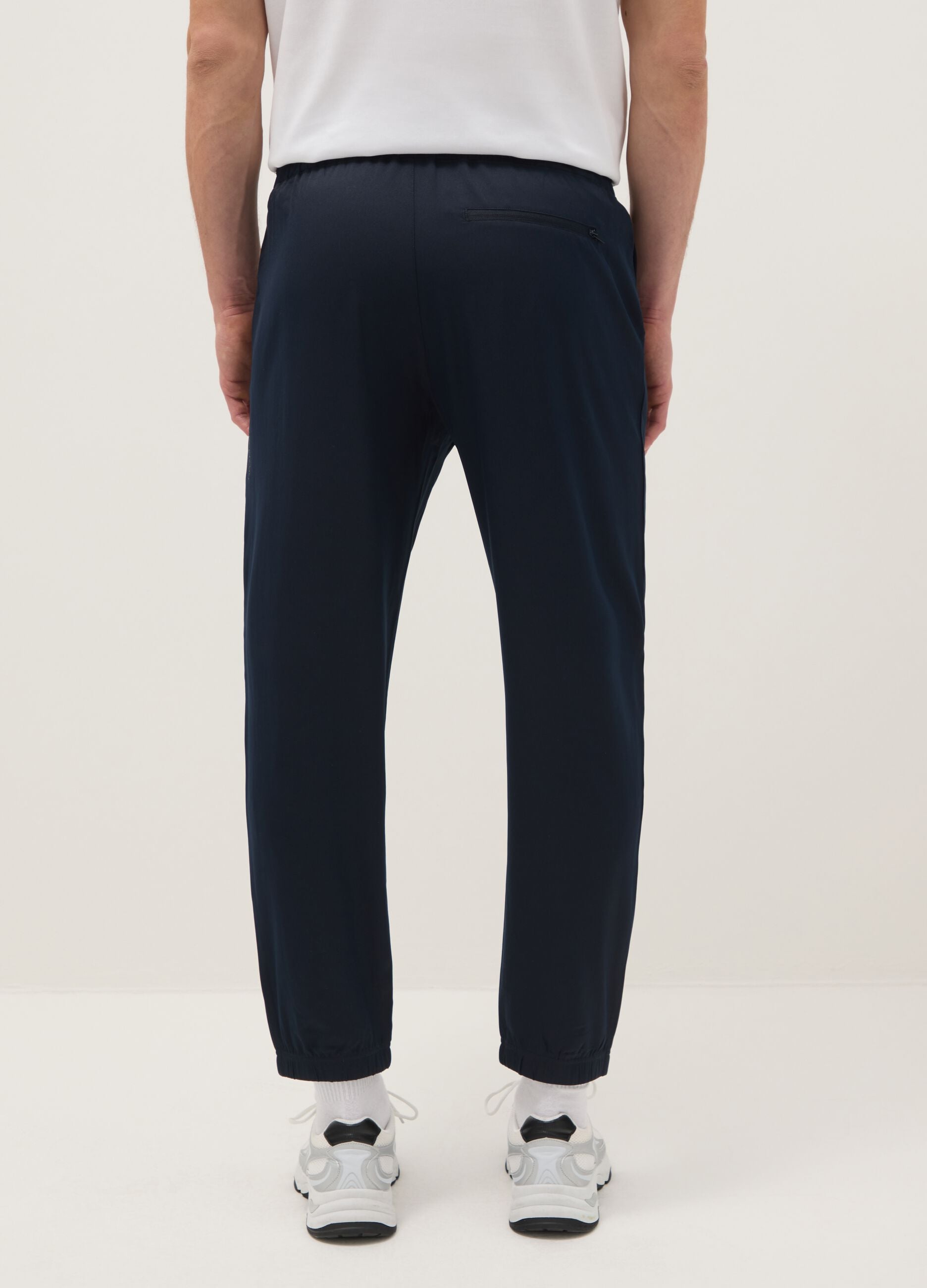 Blue regular fit trousers with elasticated waist