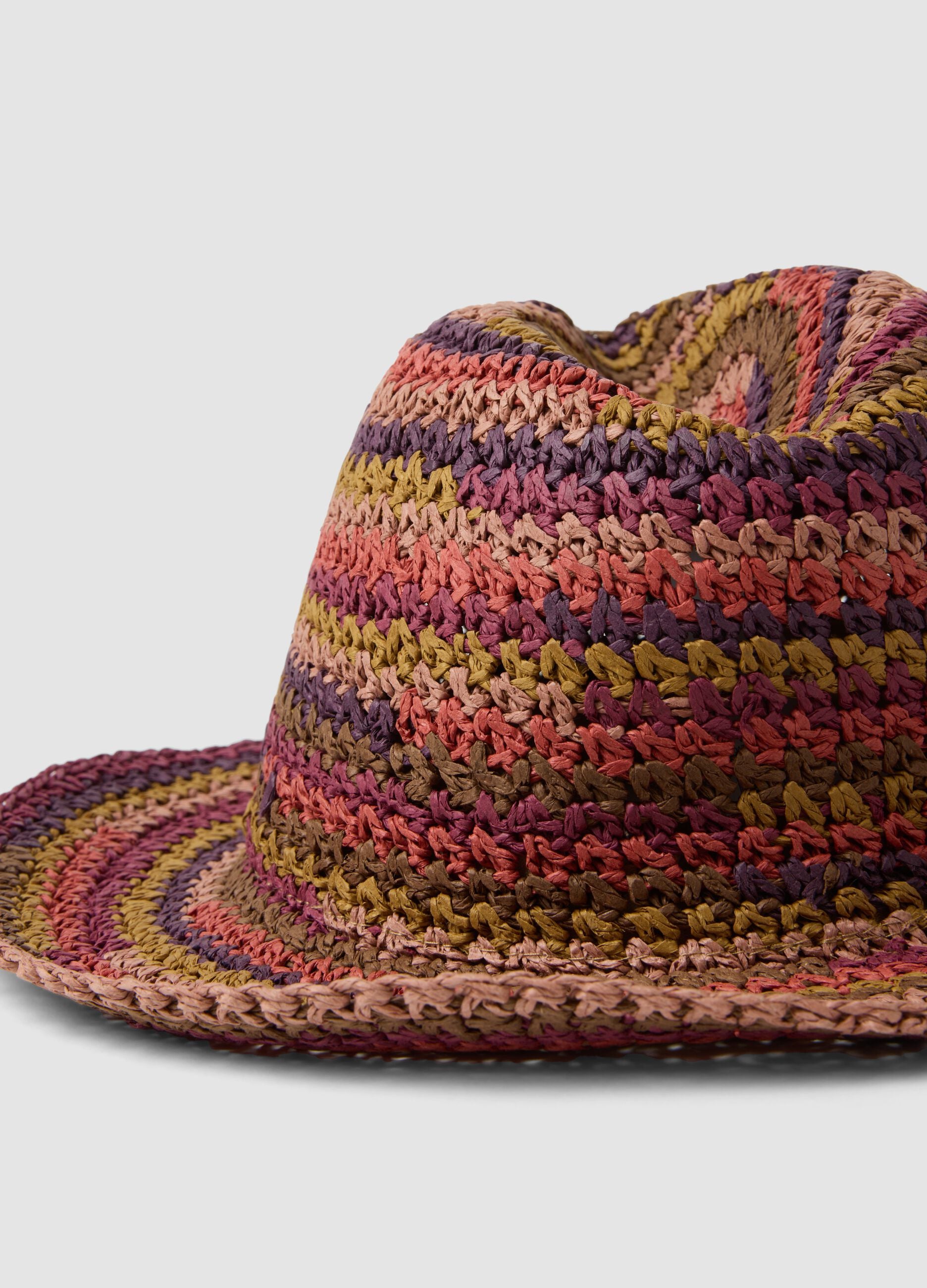 Multicolour paper-fabric hat in jersey knit