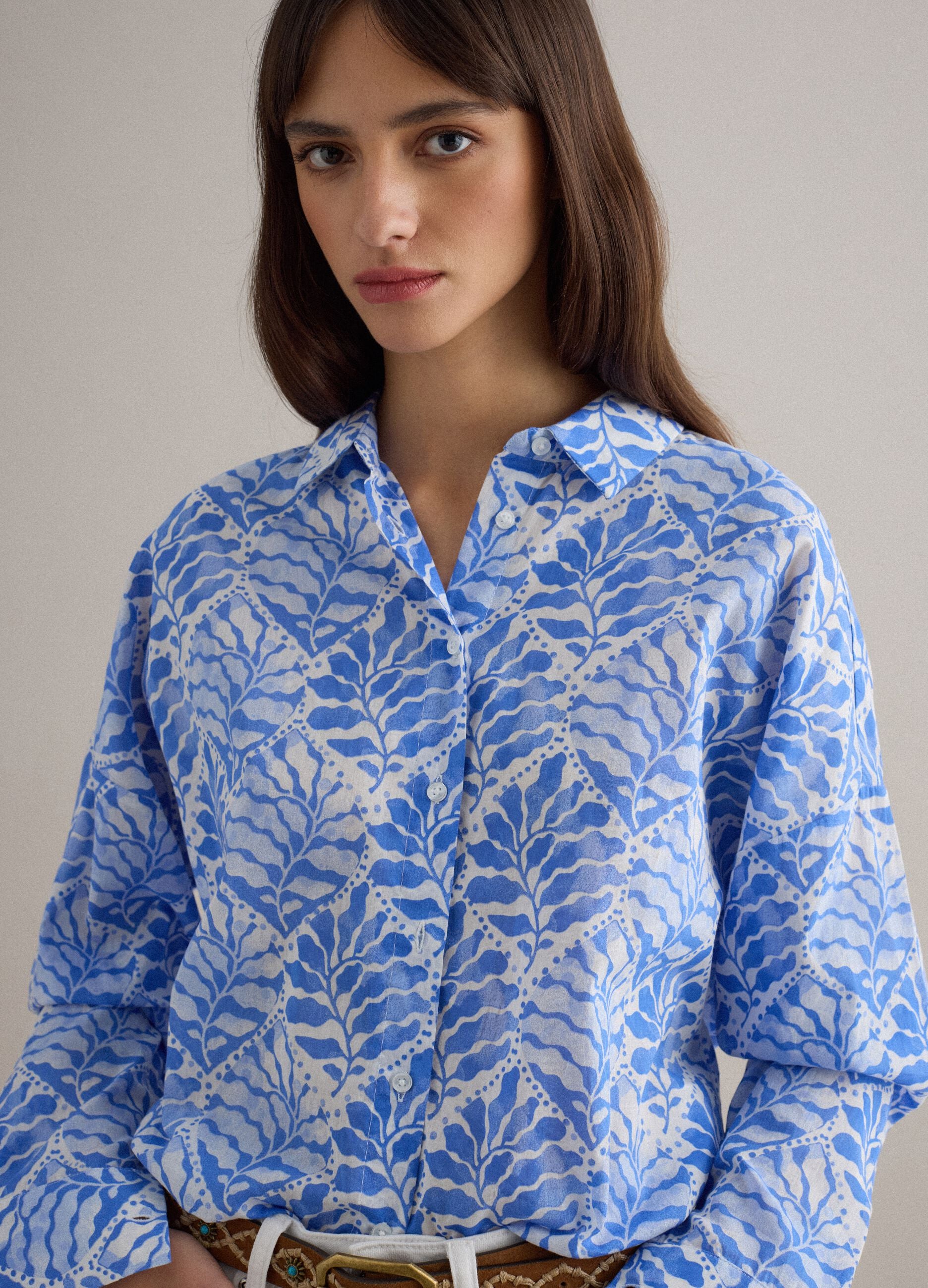 Multicolour pure cotton regular fit shirt with floral pattern