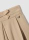 Beige wide-leg stretch viscose trousers with bow for baby girl_2