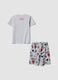 Grey organic cotton pyjamas with T-shirt and shorts_1