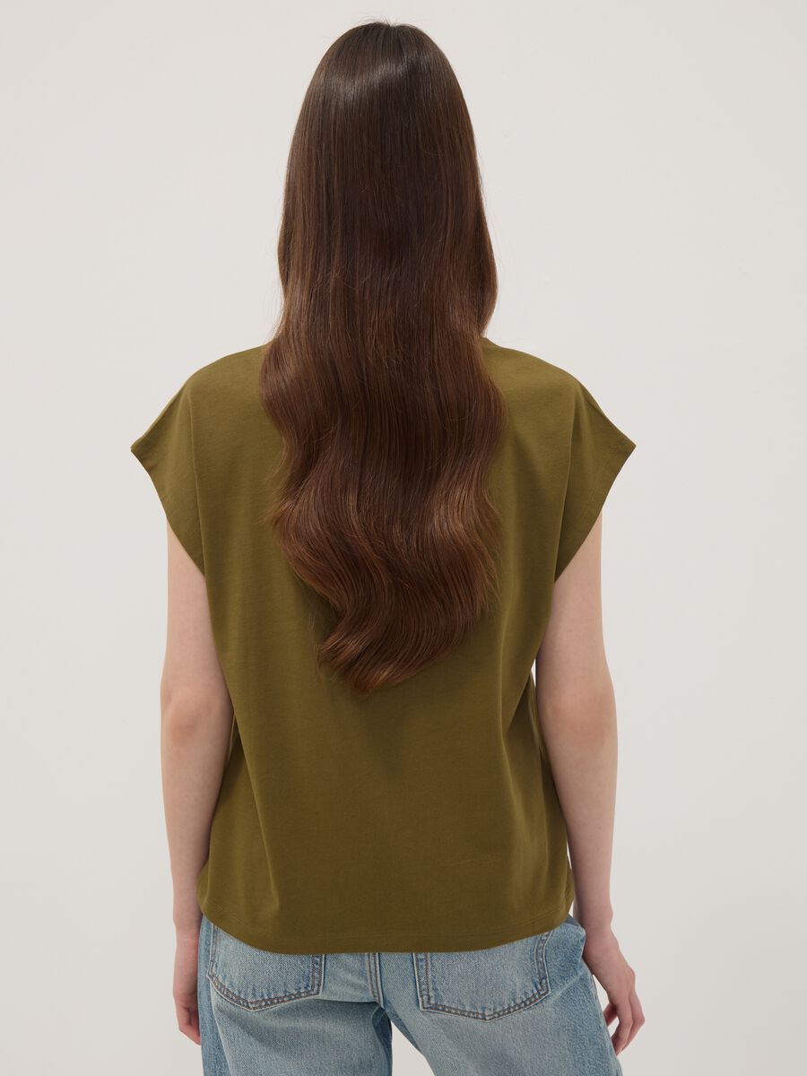 Green pure cotton regular-fit short-sleeve T-shirt_3