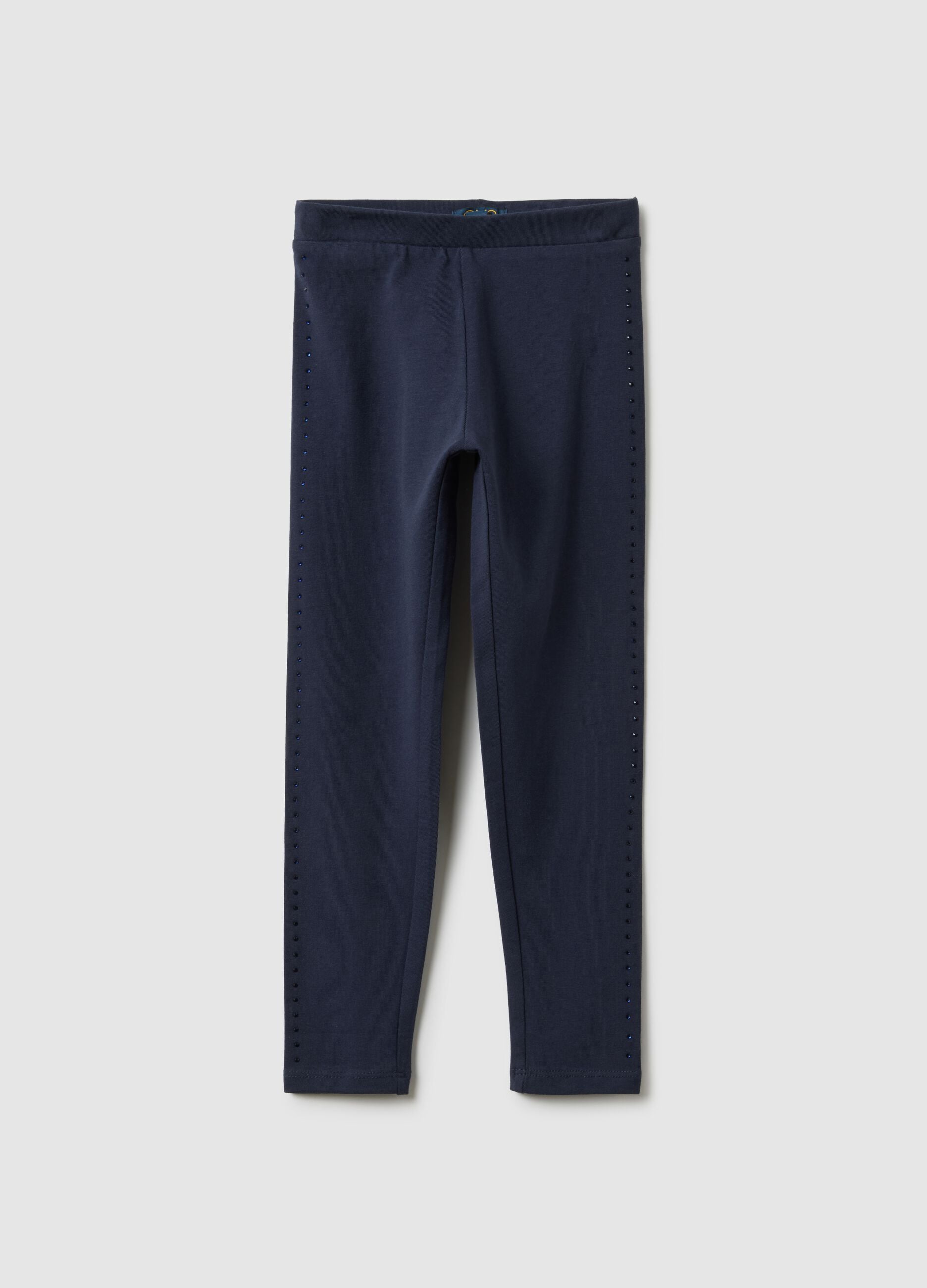 Girls' Blue Stretch Cotton Skinny Fit Leggings