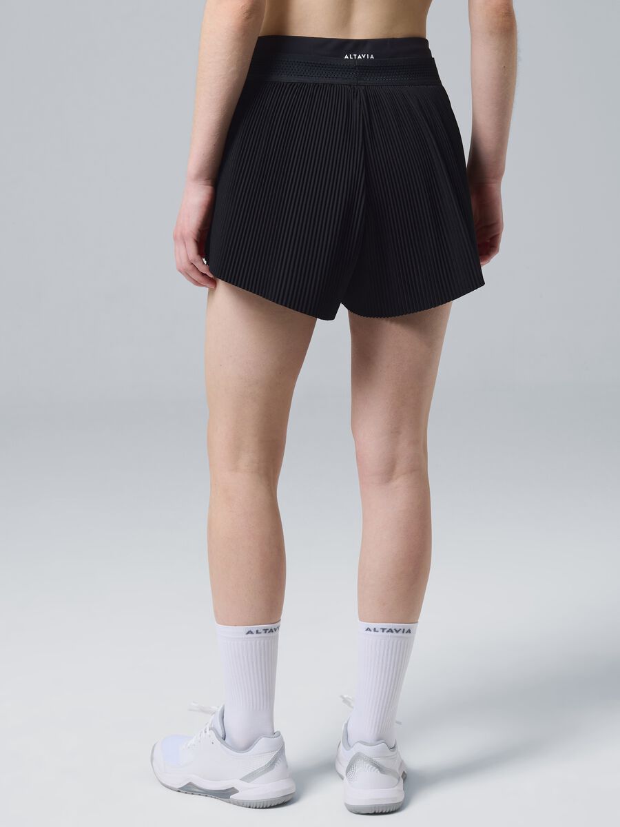 Black ALTAVIA COURT pleated sports shorts in stretch fabric with removable inner short_2