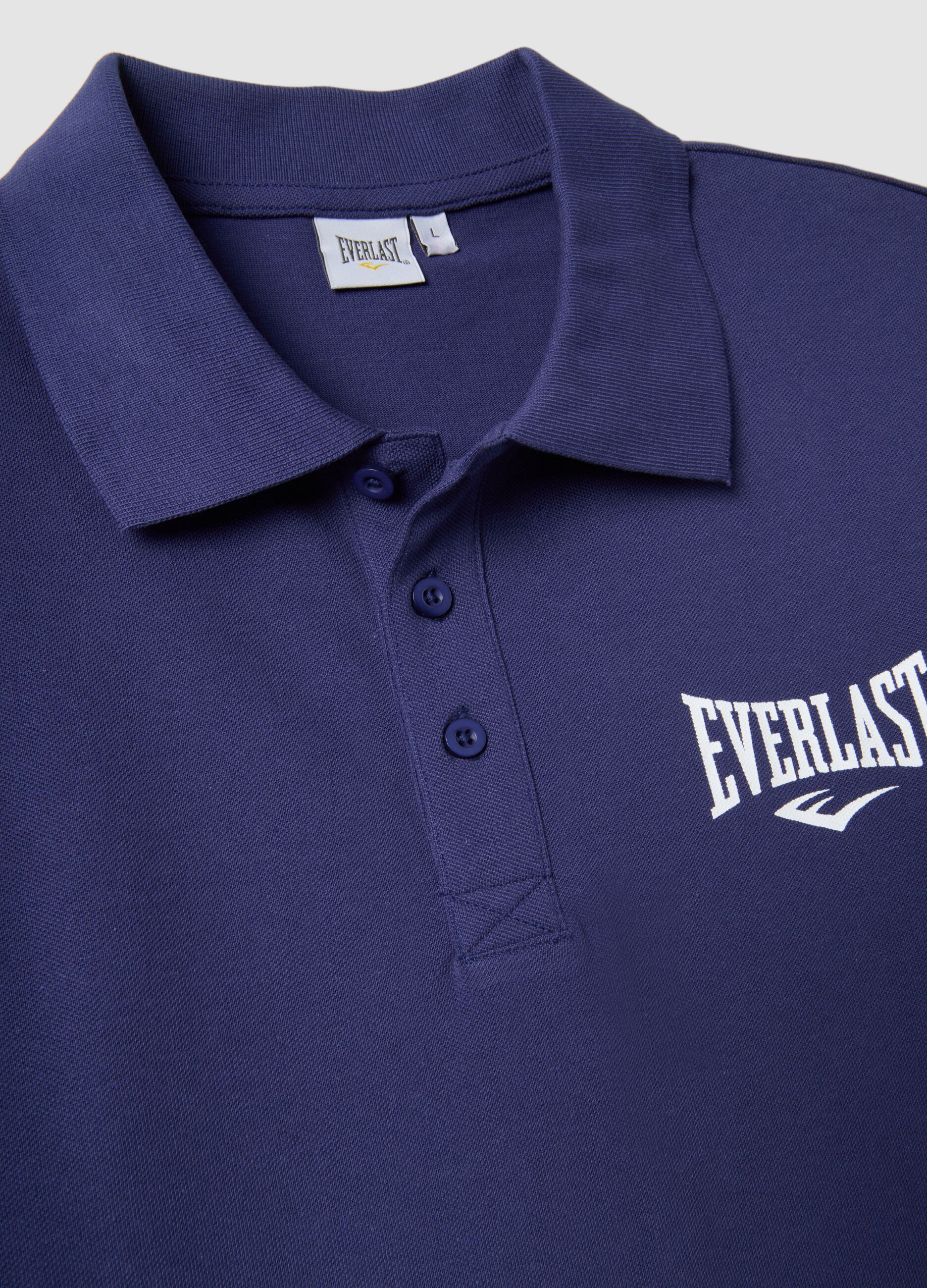 Short sleeve blue pure cotton polo