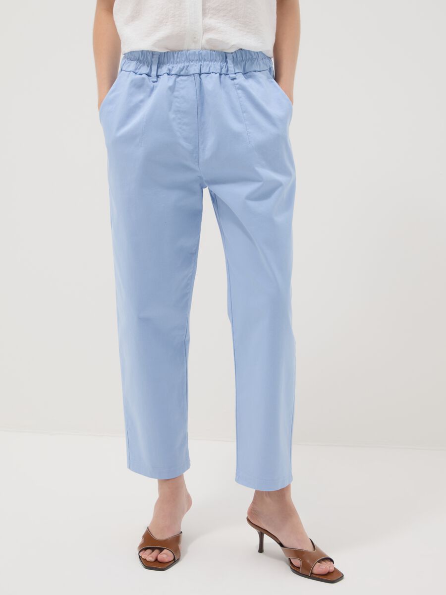 Light blue regular-fit stretch cotton trousers_1
