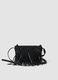 Black fringed and studded crossbody bag for girls_0