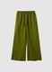 Green pure linen drawstring trousers, straight fit_4