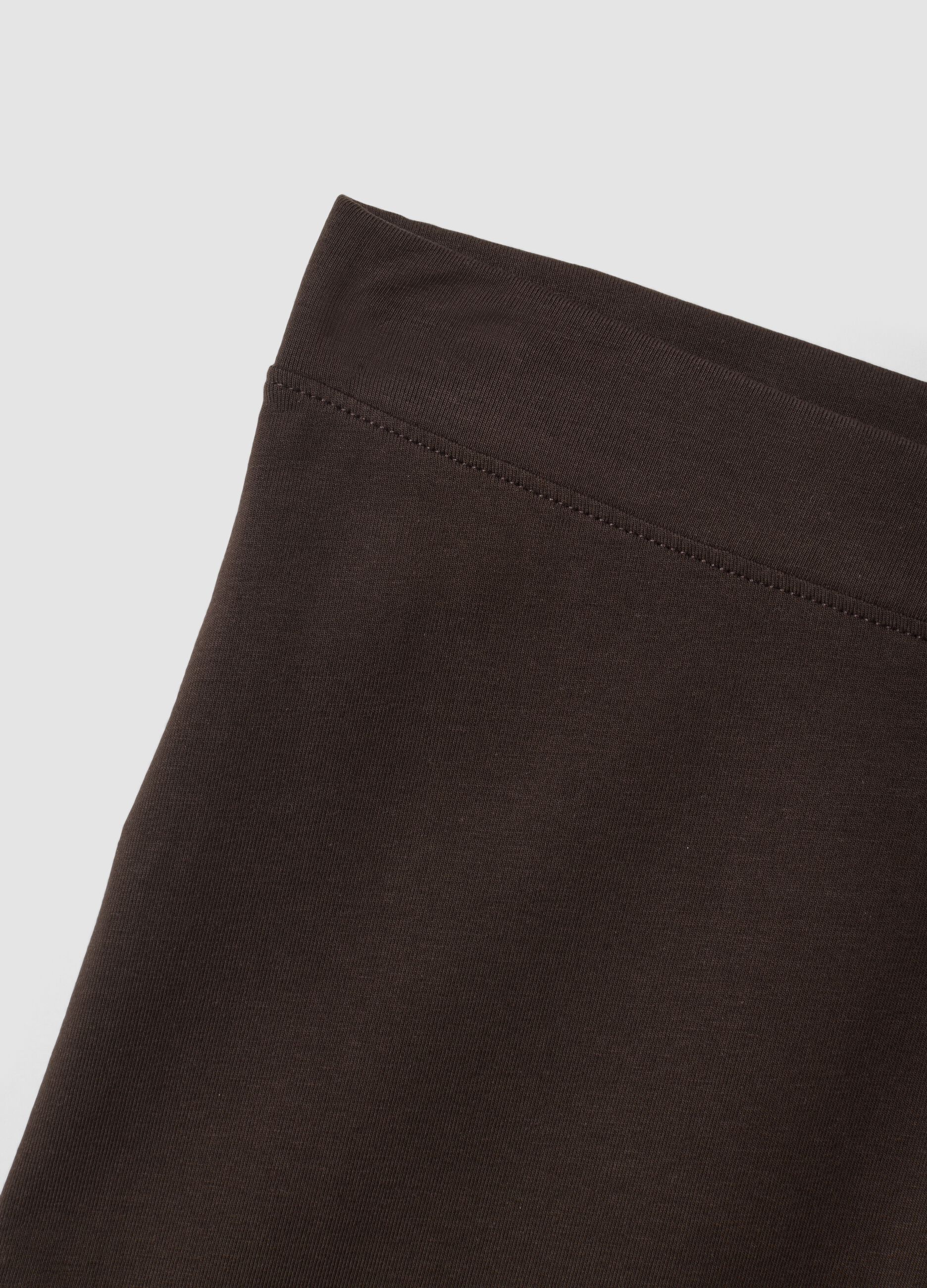 Brown flared leggings in stretch cotton