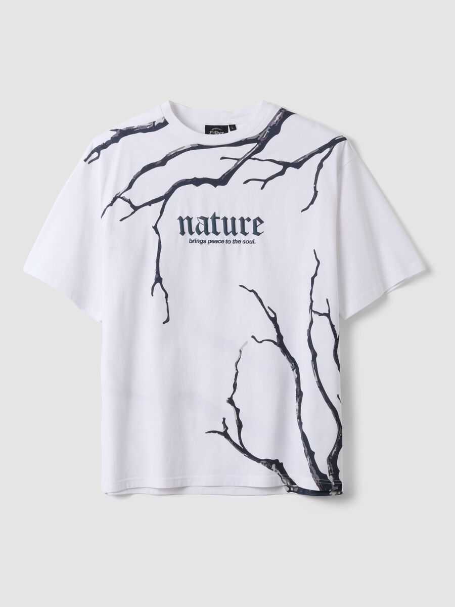 White pure cotton T-shirt with Nature slogan_4