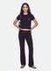 Black pure cotton crop T-shirt with crew neck and print_1