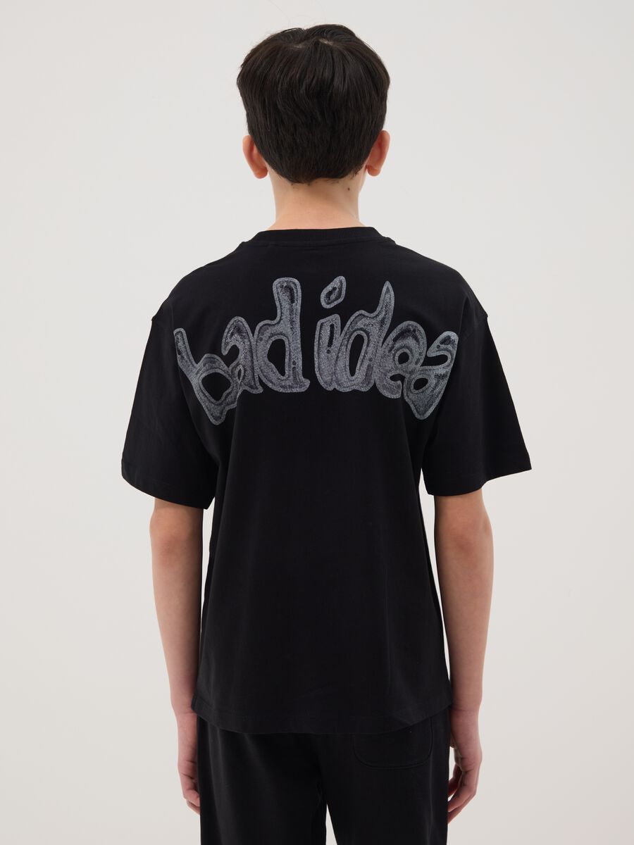 Black pure cotton oversize fit boys' t-shirt with print_2