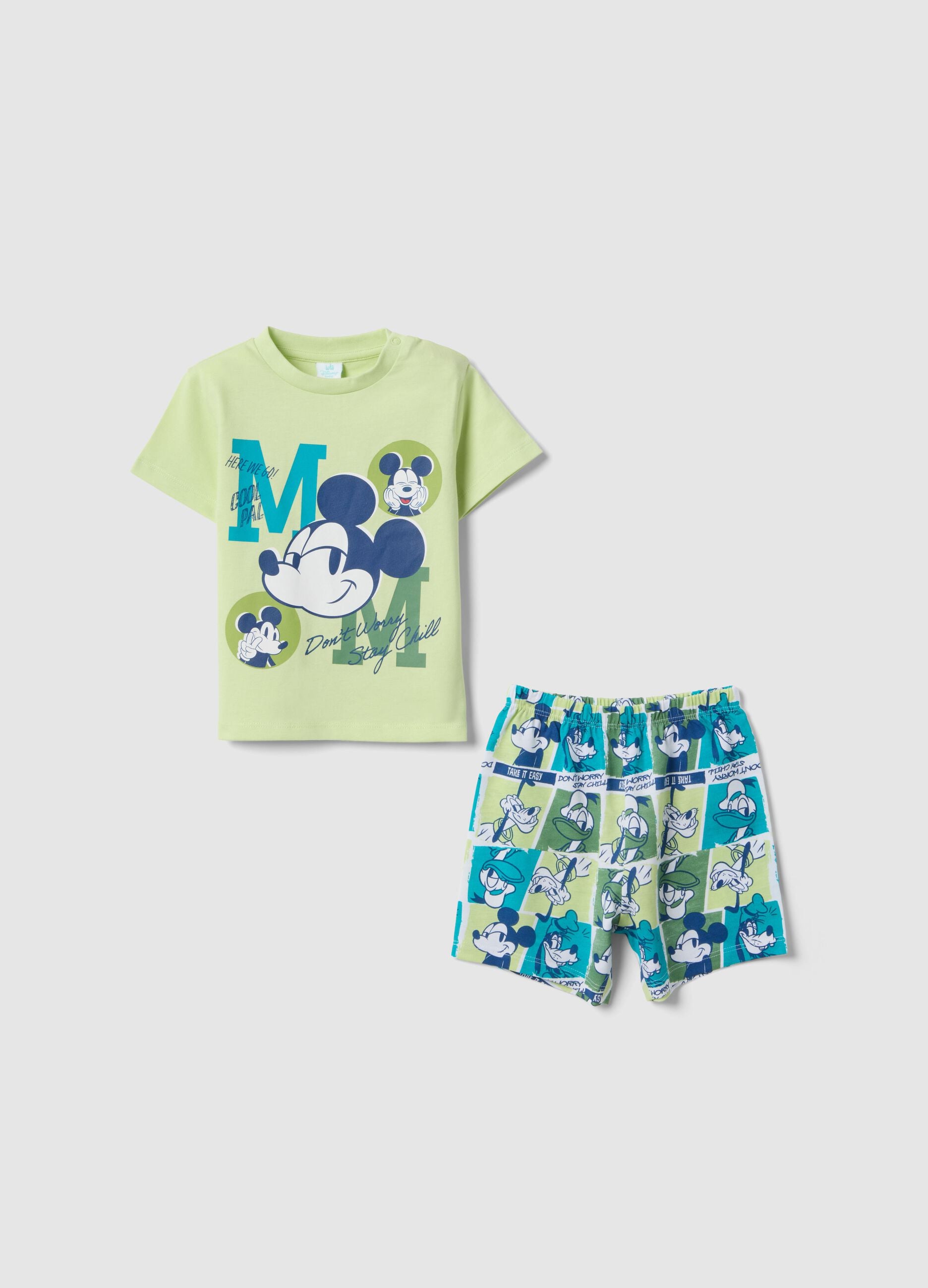 Multicolour pure cotton pyjamas with Mickey Mouse print for infants