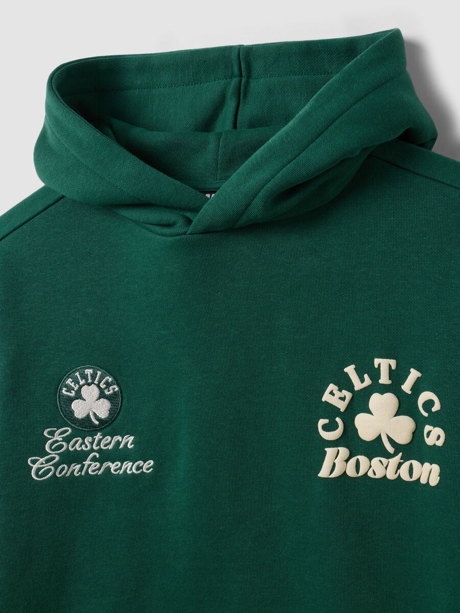 Green cotton-blend hoodie with Celtics print for boys_2