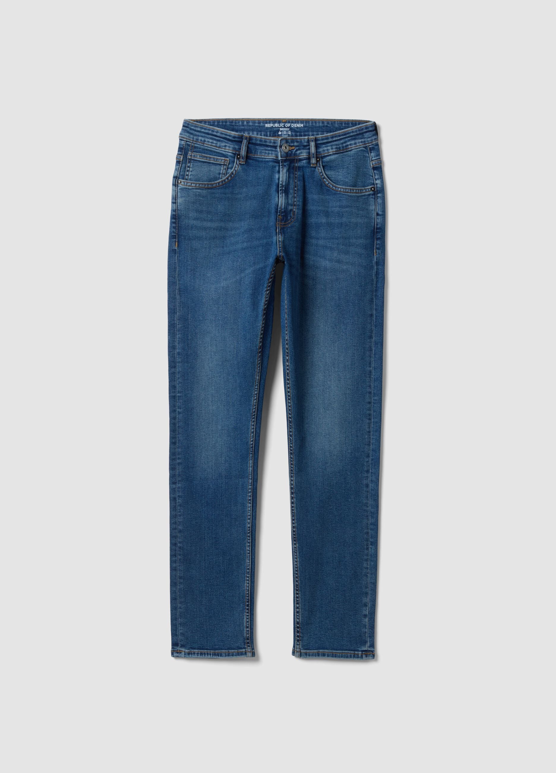 Blue skinny-fit stretch cotton denim jeans