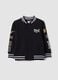 Black pure cotton college-style sweatshirt with logo, regular fit for boys_0