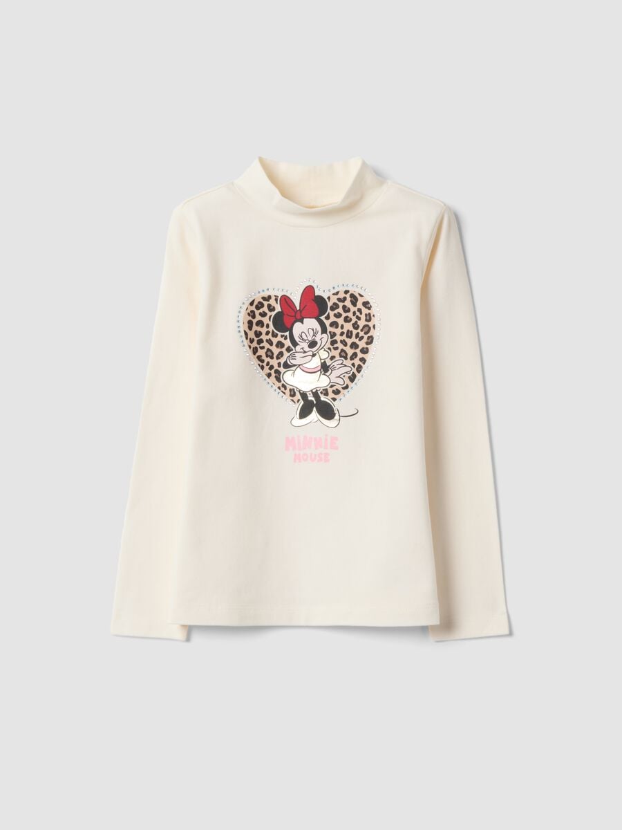 White stretch cotton Minnie print T-shirt_0
